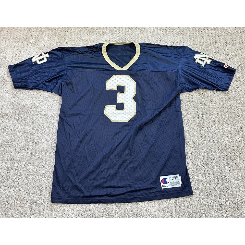 Vintage 90's Champion Football Jersey Men's 52 Notre Dame #3 NCAA Joe Montana